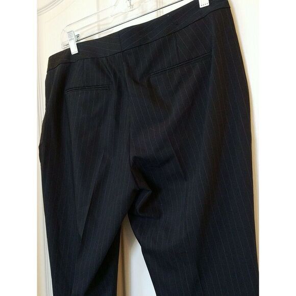 Ann Taylor Black Wool Pants 12P 12 Petite  Womens Devin Fit Pinstripe Stretch - Picture 5 of 6